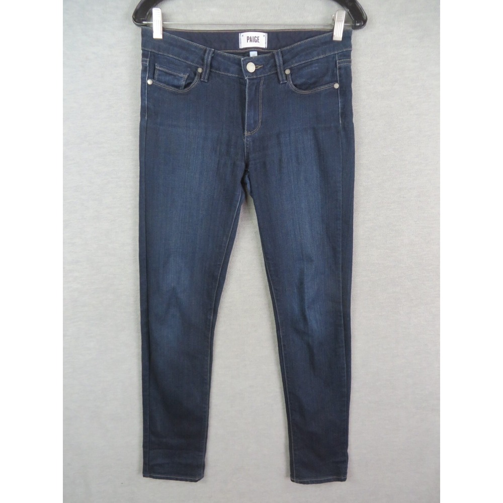 Paige Womens Jeans 27 Blue Denim Skyline Skinny Dark Stretch Comfort Classic Mom